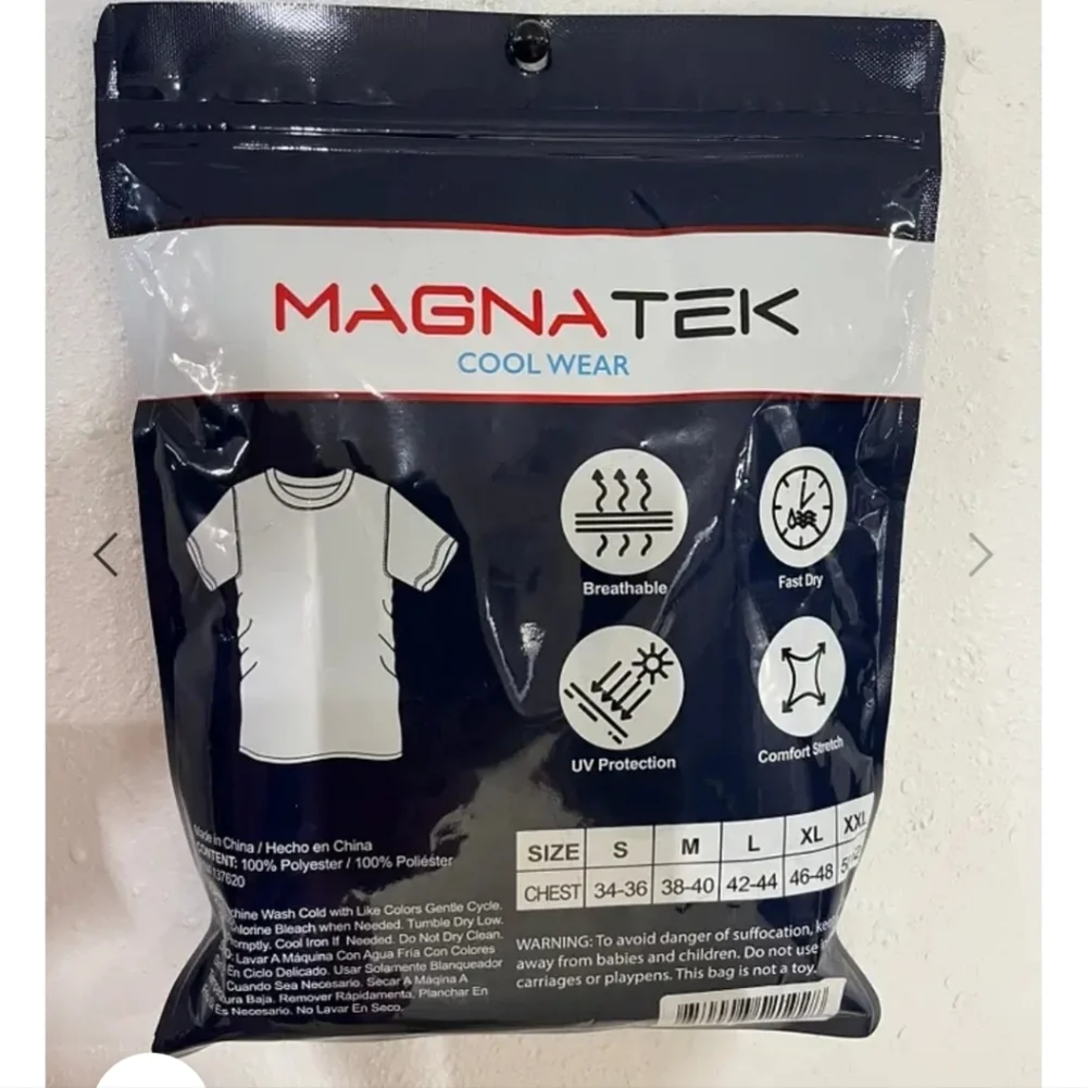 Magna Tek Fast Dry T-Shirt XL Men's White Crew Neck T-Shirt